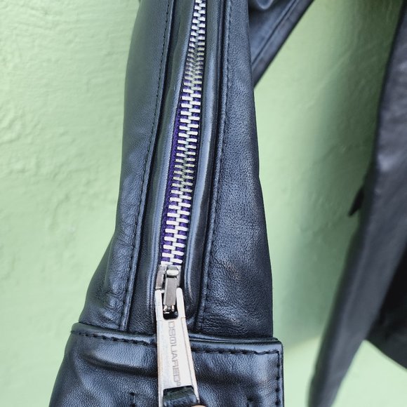 Men DSQUARED2 Oversized Leather Biker Coat Motorcycle Black - Picture 3 of 9